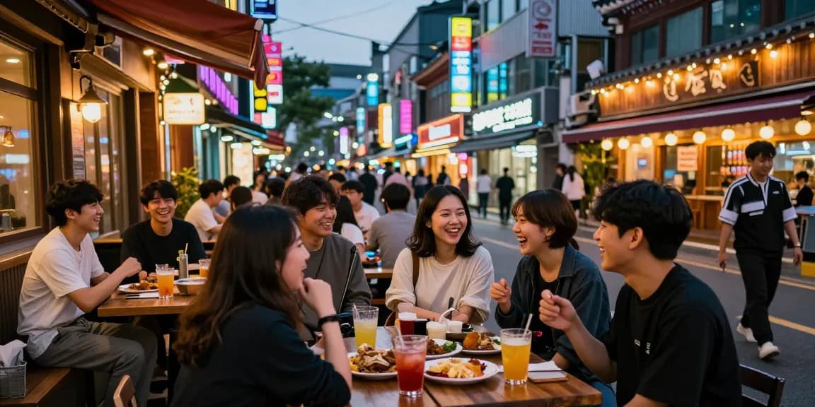 퀸알바를 통해 강남의 활기찬 유흥 문화를 즐기는 젊은이들의 모습.