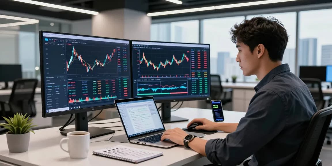 Experience the fast-paced crypto trading with 업투익스체인지 trader analyzing market data and charts.