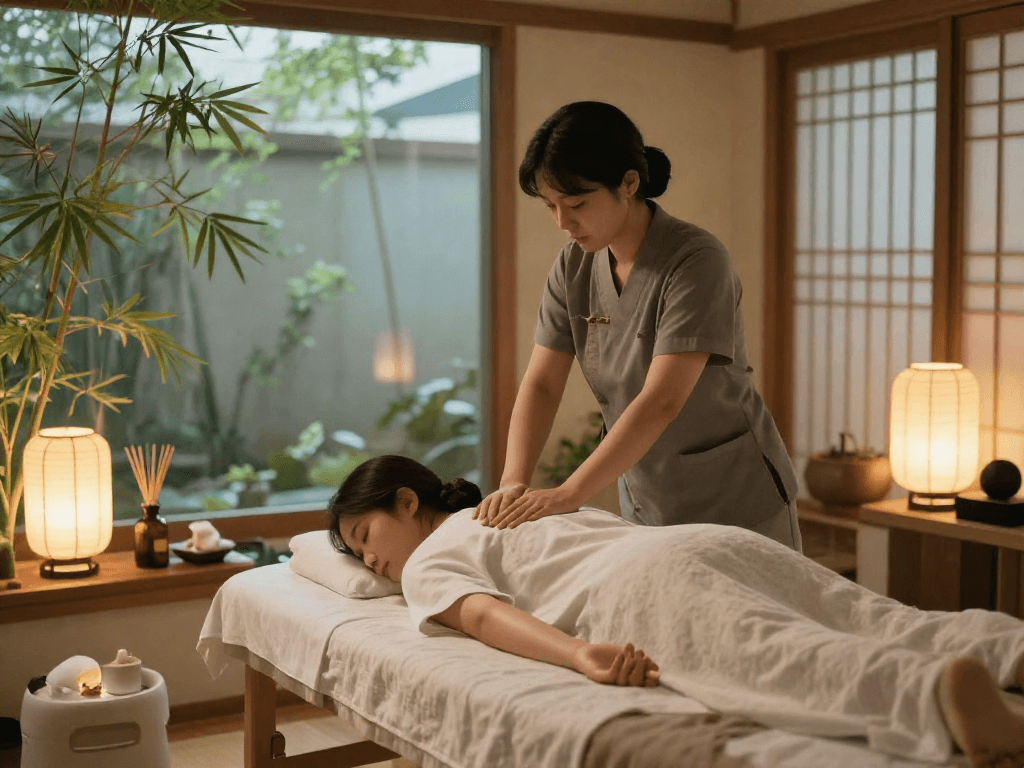 Relaxing massage therapy session showcasing 동탄출장마사지 in a serene spa environment with calming decor.