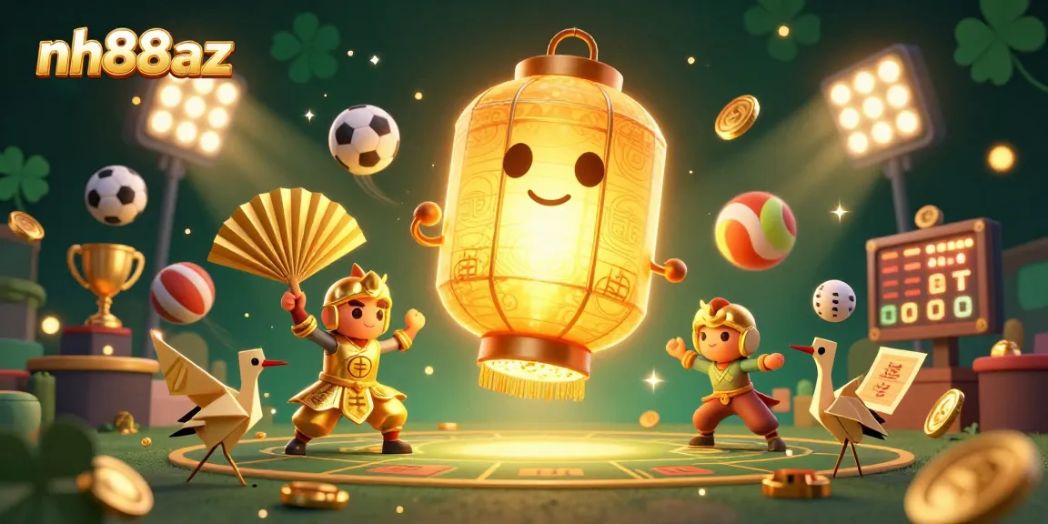 Win big with nh88az in this dynamic casino illustration featuring vibrant characters and game elements.