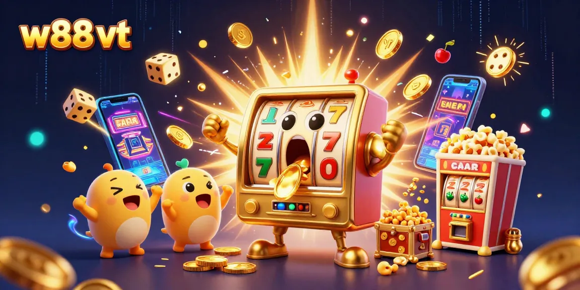 Các máy slot vàng tại w88 vt ăn mừng jackpot, với nhiều nguyên liệu thú vị xung quanh.