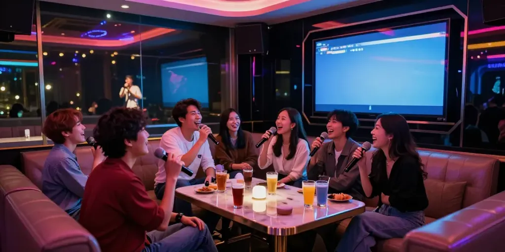 강남유앤미에서 친구들과 즐거운 시간을 보내는 모습과 활기찬 분위기