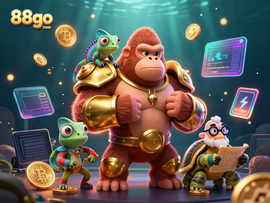 Experience the excitement of 88go com with a powerful gorilla king and vibrant casino elements.
