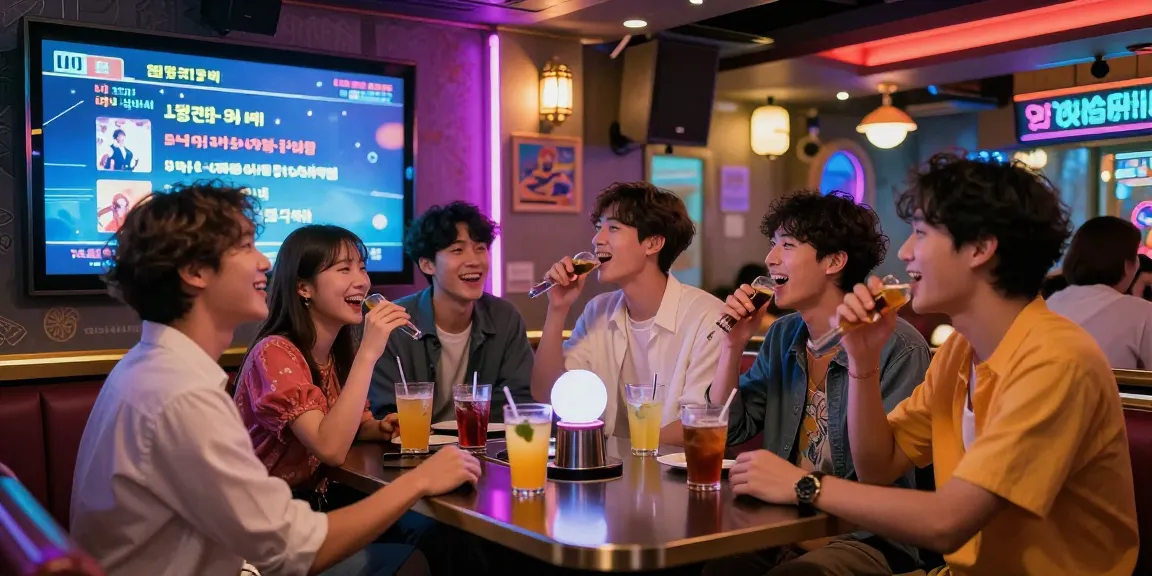 제주유흥을 즐기는 친구들의 화기애애한 노래방 풍경