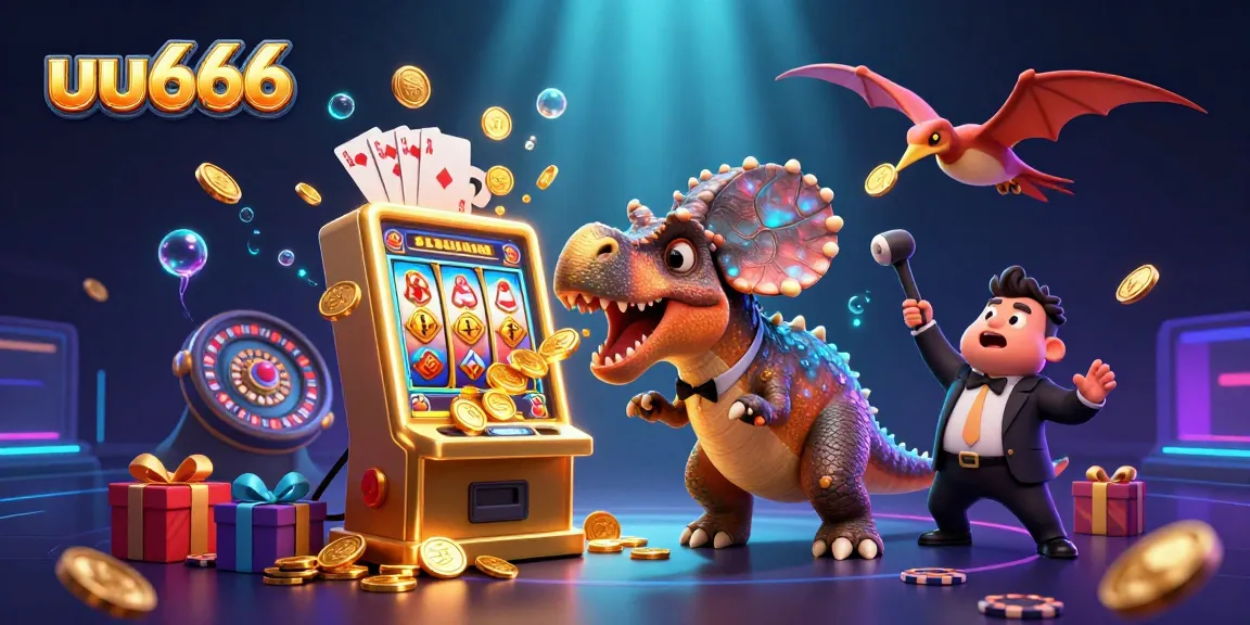 Experience thrilling uu666 jackpots with colorful coins flying from the slot machine in a dynamic casino scene.