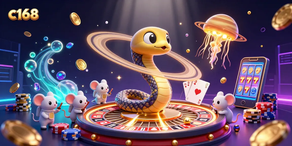 Place bets on c168 with a cosmic dealer in a vibrant online gaming scene full of energy.
