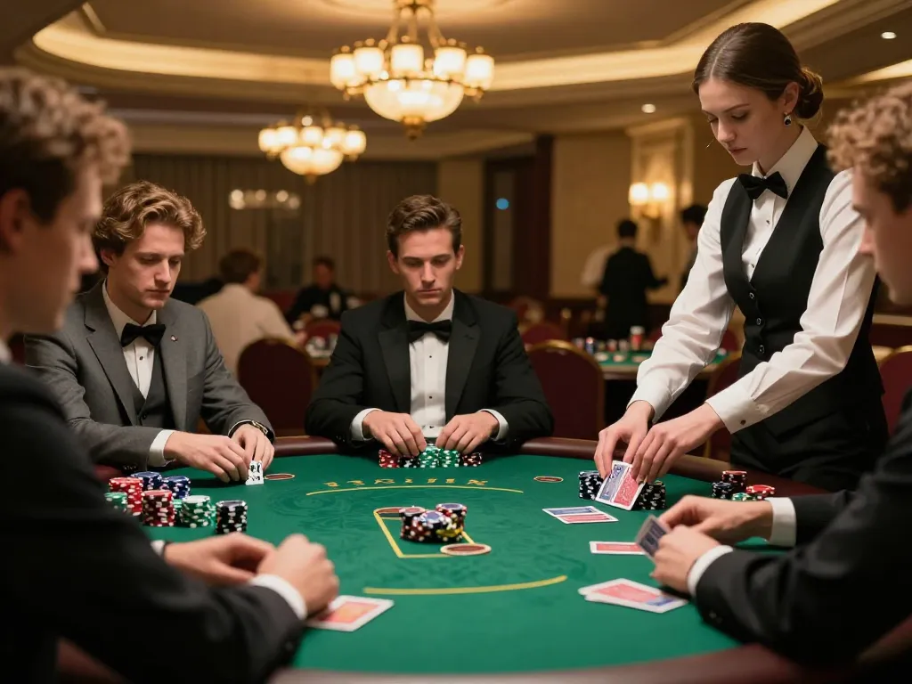 Players strategizing their bets at a thrilling 78wind poker game in a luxurious casino.