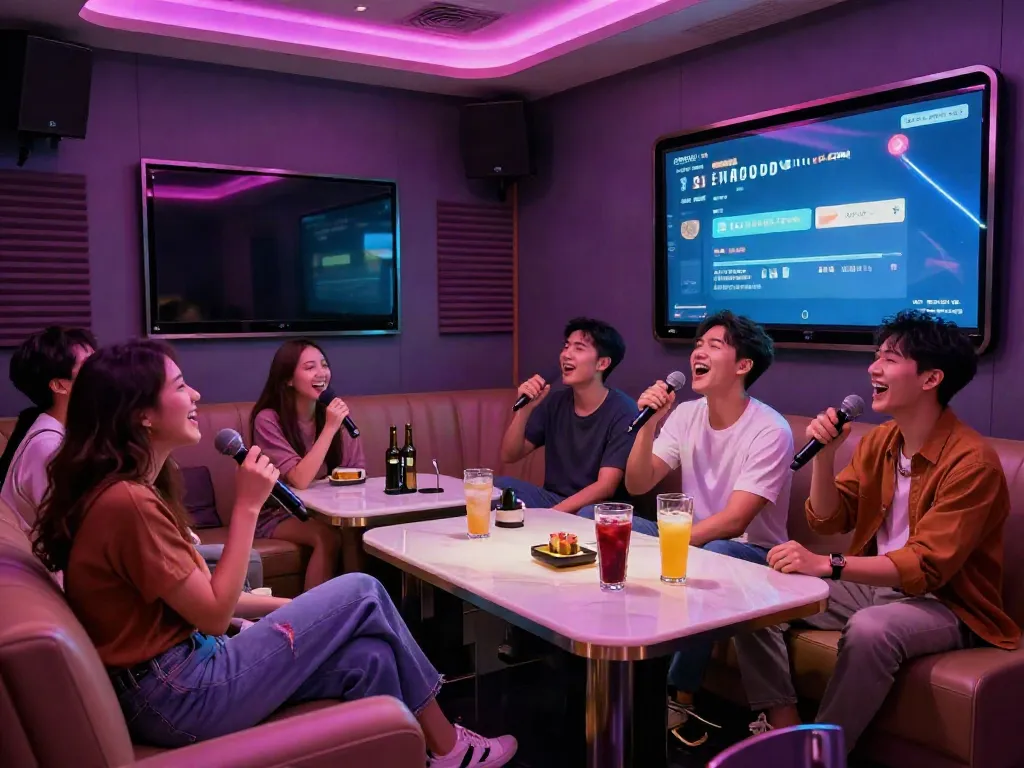 강남 달토에서 친구들과 노래를 부르는 즐거운 분위기