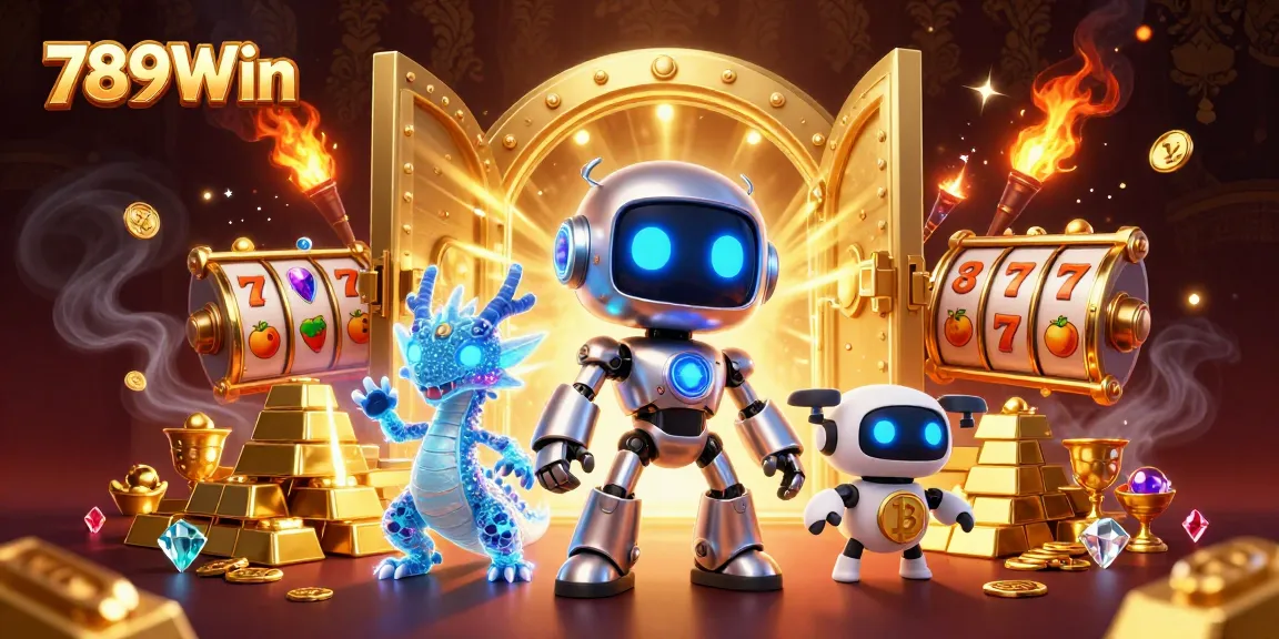 Engage with 789Win's thrilling gaming experience featuring cyberpunk character and vibrant casino elements.